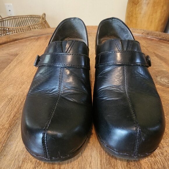 Dansko Solstice Black Leather Button Strap Clogs #9815020200 Women's 8.5 - 9 - Picture 9 of 12